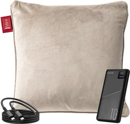 Coozie Warmtekussen - Elektrisch Oplaadbaar - Draadloos 10.000 mAh - Beige Velvet 45 x 45 cm