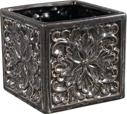 PTMD Lilia Vierkante Bloempot - 17x17x15,5 cm - Keramiek - Grijs