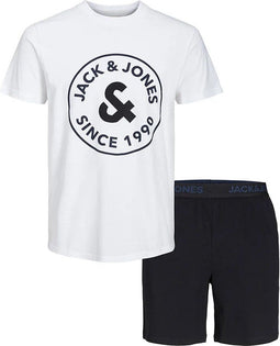 JACK&JONES JACAARON - T-shirt en shorts set - Korte mouwen - Zacht jersey - Zwart (2 stuks)