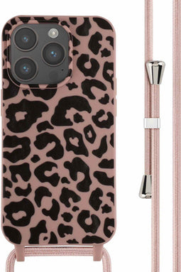 iMoshion Hoesje Geschikt voor iPhone 14 Pro Hoesje Met Koord - iMoshion Siliconen design hoesje met koord - Roze / Animal Pink