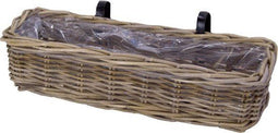 Kubu - Rieten Balkonmand - Met 2 haken - Grijs rotan 58 x 19 x 15 cm