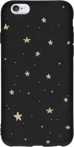 Hoesje Siliconen Geschikt voor iPhone 6s / 6 - Design Backcover Color - Meerkleurig / Gold Stars Black