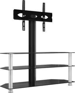 vidaXL - Tv-standaard - hoek - 3-laags - voor - 32-70 - inch - zwart - en - zilverkleur