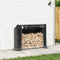 vidaXL - Haardhoutrek - met - regenhoes - 151x40,5x110,5 - cm - staal