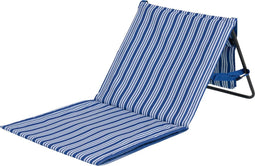 Campart BE-0421 - Strandligbed - Inklapbaar met verstelbare rugleuning en afneembaar hoofdkussen - Blauw Wit