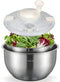 HI NATURE™ Slacentrifuge - 100% RVS Core Rotare Salade Spinner | Sla-centrifuge met Roestvrijstalen Binnenmand | Salade droger met RVS Zeef- Inclusief