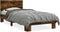 vidaXL - Bedframe - bewerkt - hout - en - metaal - gerookt - eikenkleurig - 100x200 - cm