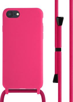 iMoshion Hoesje Geschikt voor iPhone SE (2022) / SE (2020) / 8 / 7 Hoesje Met Koord - iMoshion Siliconen hoesje met koord - Roze