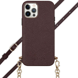 Selencia Hoesje Geschikt voor iPhone 12 Pro / 12 Hoesje Met Koord - Selencia Aina Slang Hoesje met koord - Rood