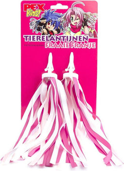 PexKids Fraaie Franje Stuurslingers - Streamers - Stuur Versiering 26 cm Roze/Wit