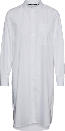 Vero Moda VMELLA L/S LONG SHIRT - Dames Blouse met Kraag en Knoopsluiting - Maat L