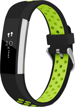 iMoshion Bandje Geschikt voor Fitbit Alta (HR)/Groen - iMoshion Siliconen sport band zilveren gesp zonder pinnetje - Zwart