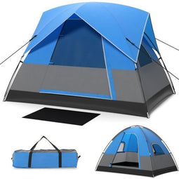 Coast 3-Persoons Campingtent - Waterdicht 1500 mm - Afneembare Regenhoes - Blauw/Zwart