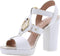 Liu Jo Hebe 15 - Dames Sandalen met Blokhak - Goudkleurige Accenten - Wit - Maat 39