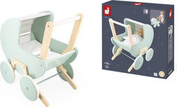 Janod Zen - Houten Poppenwagen - Voor Poppen Tot 42 Cm - Inclusief Deken en Kussen