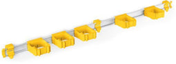Toolflex One Bezemhouder - Ophangsysteem voor tuingereedschap - Aluminium rail 94 cm - Geschikt voor Ø15-35 mm stelen - Geel
