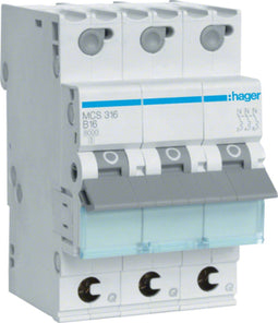 Hager MCS316 MCS316 Zekeringautomaat 3-fasig 16 A 230 V, 400 V