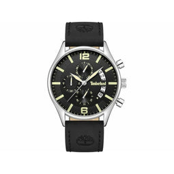 Timberland Zwarte Leren Horloge Met Stalen Kast 43 MM