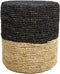 Pouf Malibu - raffia - ø34 cm - naturel/zwart