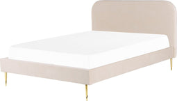 FLAYAT - Tweepersoonsbed - Lichtbeige - 180 x 200 cm - Fluweel