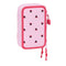 Driedubbele Pennenzak Minnie Mouse Naive Roze 12,5 x 19,5 x 5,5 cm 37 Onderdelen