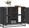 vidaXL - Dressoir - 92x35x76 - cm - bewerkt - hout - zwart