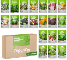 Salade Zaden Pakket - 20 soorten - Sla Zaden - Rucola Zaden - Peterselie Zaden - Pluksla Zaden - Radijs Zaden - Ananaskers - Sla Zaad - Organifer