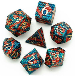 Dobbelstenenset Metaal Draken Schub - D4 D6 D8 D10