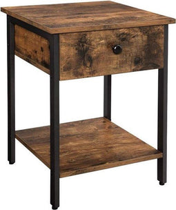MIRA Home MAZAZU - Bijzettafel - Nachtkastje - Bruin Hout - 40 x 55 x 40 cm