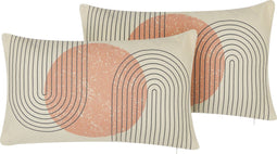 GERBERA - Sierkussen set van 2 - Beige - 30 x 50 cm - Polyester