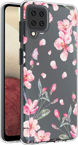 iMoshion Hoesje Geschikt voor Samsung Galaxy A12 Hoesje Siliconen - iMoshion Design hoesje - Roze / Transparant / Blossom Watercolor