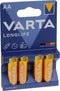 Varta Longlife Extra Mignon AA Batterij - Alkaline - 10 jaar stroomopslag - (4 stuks)