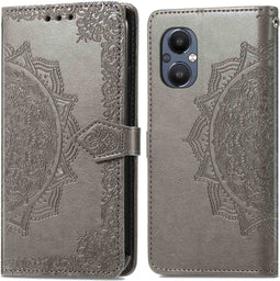 imoshion Hoesje Geschikt voor Oppo Reno 8 Lite Hoesje Met Pasjeshouder - imoshion Mandala Bookcase - Grijs