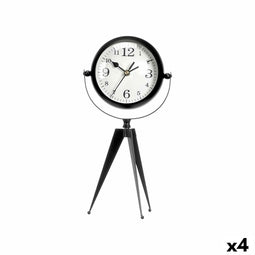 Bordsklocka Statief Zwart Metaal 14 x 30 x 11 cm (4 Stuks)