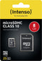 Intenso microSDHC Class 10 - 8GB - SD adapter - Zwart