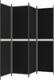 vidaXL - Kamerscherm - met - 4 - panelen - 200x200 - cm - stof - zwart