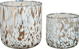 House of Seasons Theelichthouder - Set van 2 - H15 x Ø14 cm - Wit