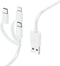 Hama 3in1-micro-USB-kabel met adapter naar USB-C en Lightning, 1,0 m, wit