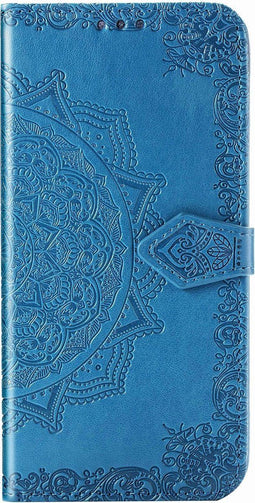 Hoesje Met Pasjeshouder Geschikt voor Motorola Moto G9 Plus - Mandala Bookcase - Turquoise