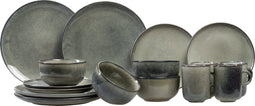 Salt & Pepper Serviesset Meridian - Groen/Blauw - 16-delig voor 4 Personen - Aardewerk - Inclusief Dinerborden, Ontbijtborden, Kommen en Kopjes - Magnetron- en Vaatwasserbestendig