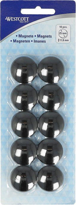 Westcott magneten - Ø 25x11,8mm - zwart - 10 stuks - AC-E10809