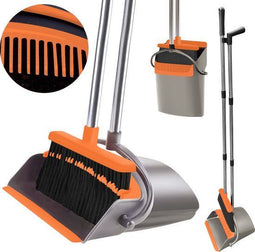 TTD® Stoffer en Blik XXL - Verstelbare Steel 54-263 cm - Schoonmaaktanden - Grijs