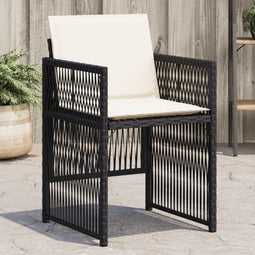 Tuinstoelen 4 st met kussens poly rattan zwart