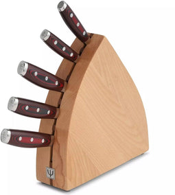 Yaxell Super Gou Messenset - 6-delig - Beukenhouten Messenblok met 5 Messen - 161 Lagen Damaststaal - SG2 Staal - 63 HRC - Canvas-Micarta Heft