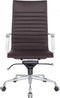 Feel Furniture - Luxe Executive bureaustoel van 100% rundleer - Hoge rugleuning – Donker bruin