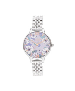 Olivia Burton Groovy Blooms Rosegold & Silver Bracelet - Dameshorloge - OB16AN05 - RVS horlogeband - Zilver - Rosegoud - 34 MM