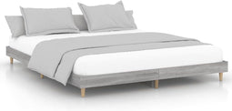 vidaXL - Bedframe - bewerkt - hout - grijs - sonoma - eikenkleurig - 180x200 - cm