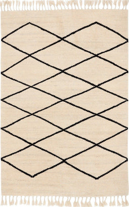 Brink en Campman - Arabiska Moroccan 63401 Vloerkleed - 140x200 - Rechthoek - Berber,Laagpolig Tapijt - Modern - Beige, Zwart