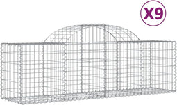 vidaXL - Schanskorven - 9 - st - gewelfd - 200x50x60/80 - cm - gegalvaniseerd - ijzer
