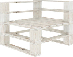 vidaXL - Tuinhoekbank - pallet - hout - wit